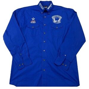 Wrangler National Patriot ACTRA Western Shirt Blue Men’s Large Tall Embroidered